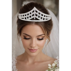 Zirkon Taşlı Gelin/Kına/Nişan/Söz Tasarım Taç