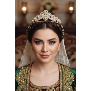 Zirkon Taşlı Gelin/Kına/Nişan/Söz Tasarım Taç