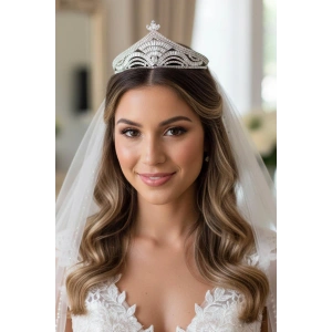 Zirkon Taşlı Gelin/Kına/Nişan/Söz Tasarım Taç