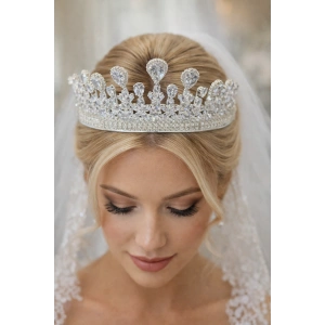 Zirkon Taşlı Gelin/Kına/Nişan/Söz Tasarım Taç