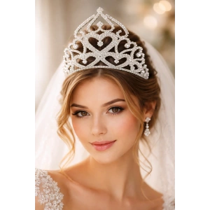Zirkon Taşlı Gelin/Kına/Nişan/Söz Tasarım Taç