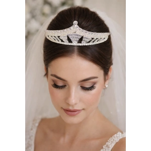 Zirkon Taşlı Gelin/Kına/Nişan/Söz Tasarım Taç