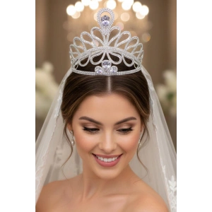 Zirkon Taşlı Gelin/Kına/Nişan/Söz Tasarım Taç