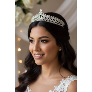 Zirkon Taşlı Gelin/Kına/Nişan/Söz Tasarım Taç