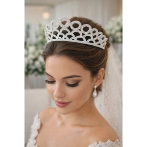 Zirkon Taşlı Gelin/Kına/Nişan/Söz Tasarım Taç