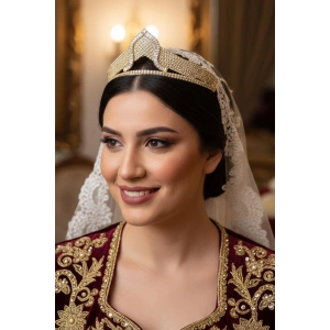 Zirkon Taşlı Gelin/Kına/Nişan/Söz Tasarım Taç