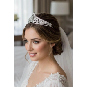 Zirkon Taşlı Gelin/Kına/Nişan/Söz Tasarım Taç