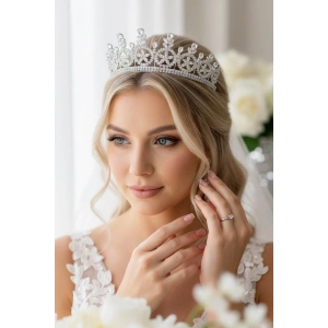 Zirkon Taşlı Gelin/Kına/Nişan/Söz Tasarım Taç