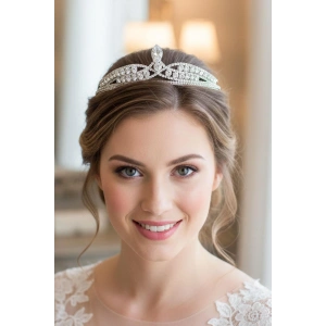 Zirkon Taşlı Gelin/Kına/Nişan/Söz Tasarım Taç