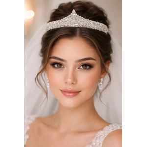 Zirkon Taşlı Gelin/Kına/Nişan/Söz Tasarım Taç