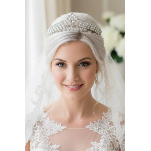 Zirkon Taşlı Gelin/Kına/Nişan/Söz Tasarım Taç