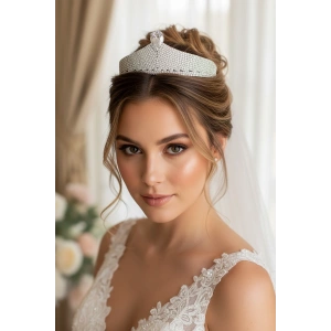 Zirkon Taşlı Gelin/Kına/Nişan/Söz Tasarım Taç