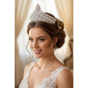 Zirkon Taşlı Gelin/Kına/Nişan/Söz Tasarım Taç