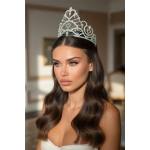 Zirkon Taşlı Gelin/Kına/Nişan/Söz Tasarım Taç