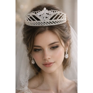 Zirkon Taşlı Gelin/Kına/Nişan/Söz Tasarım Taç