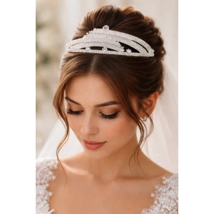 Zirkon Taşlı Gelin/Kına/Nişan/Söz Tasarım Taç