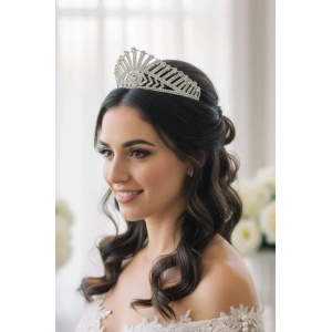 Zirkon Taşlı Gelin/Kına/Nişan/Söz Tasarım Taç