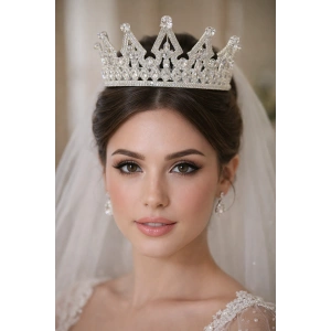 Zirkon Taşlı Gelin/Kına/Nişan/Söz Tasarım Taç