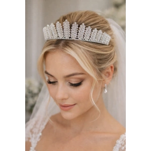 Zirkon Taşlı Gelin/Kına/Nişan/Söz Tasarım Taç