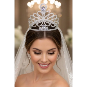 Zirkon Taşlı Gelin/Kına/Nişan/Söz Tasarım Taç