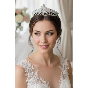 Zirkon Taşlı Gelin/Kına/Nişan/Söz Tasarım Taç