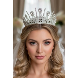 Zirkon Taşlı Gelin/Kına/Nişan/Söz Tasarım Taç