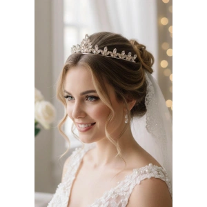 Zirkon Taşlı Gelin/Kına/Nişan/Söz Tasarım Taç