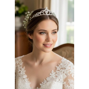 Zirkon Taşlı Gelin/Kına/Nişan/Söz Tasarım Taç