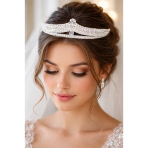 Zirkon Taşlı Gelin/Kına/Nişan/Söz Tasarım Taç