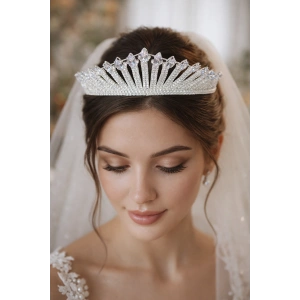 Zirkon Taşlı Gelin/Kına/Nişan/Söz Tasarım Taç