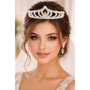 Zirkon Taşlı Gelin/Kına/Nişan/Söz Tasarım Taç