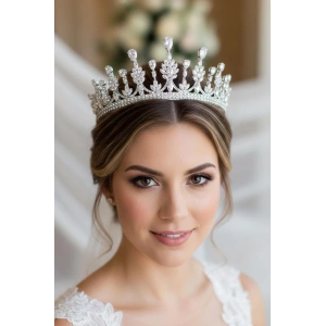 Zirkon Taşlı Gelin/Kına/Nişan/Söz Tasarım Taç