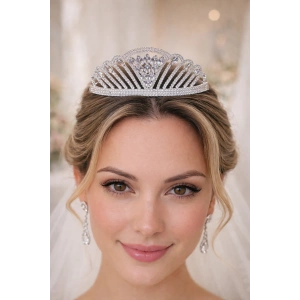 Zirkon Taşlı Gelin/Kına/Nişan/Söz Tasarım Taç