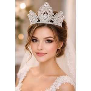 Zirkon Taşlı Gelin/Kına/Nişan/Söz Tasarım Taç