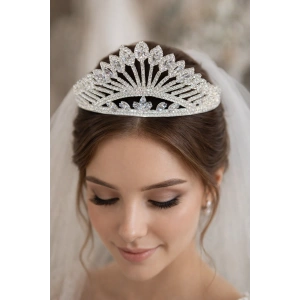 Zirkon Taşlı Gelin/Kına/Nişan/Söz Tasarım Taç