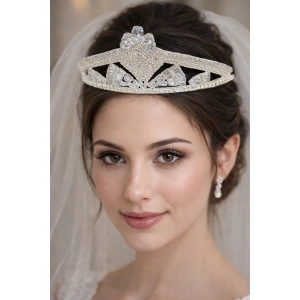 Zirkon Taşlı Gelin/Kına/Nişan/Söz Tasarım Taç