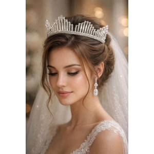 Zirkon Taşlı Gelin/Kına/Nişan/Söz Tasarım Taç