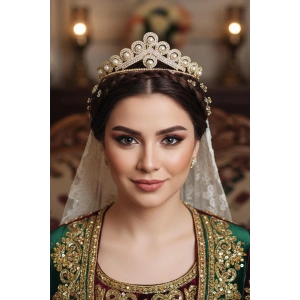 Zirkon Taşlı Gelin/Kına/Nişan/Söz Tasarım Taç