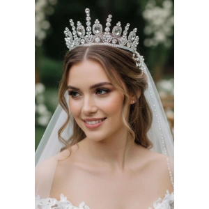 Zirkon Taşlı Gelin/Kına/Nişan/Söz Tasarım Taç