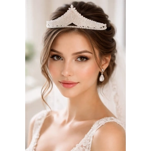 Zirkon Taşlı Gelin/Kına/Nişan/Söz Tasarım Taç