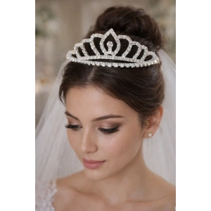 Zirkon Taşlı Gelin/Kına/Nişan/Söz Tasarım Taç