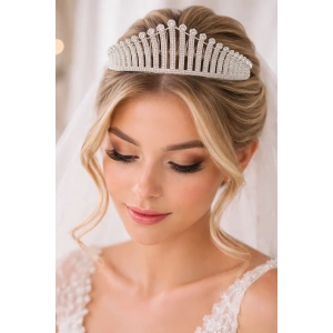 Zirkon Taşlı Gelin/Kına/Nişan/Söz Tasarım Taç