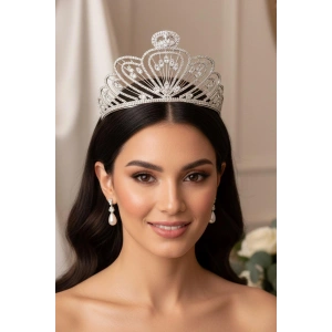 Zirkon Taşlı Gelin/Kına/Nişan/Söz Tasarım Taç