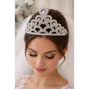 Zirkon Taşlı Gelin/Kına/Nişan/Söz Tasarım Taç