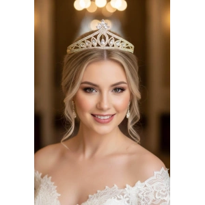 Zirkon Taşlı Gelin/Kına/Nişan/Söz Tasarım Taç