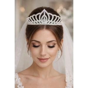 Zirkon Taşlı Gelin/Kına/Nişan/Söz Tasarım Taç