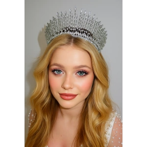 Zirkon Taşlı Gelin/Kına/Nişan/Söz Tasarım Taç