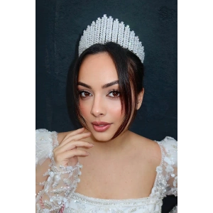 Zirkon Taşlı Gelin/Kına/Nişan/Söz Tasarım Taç