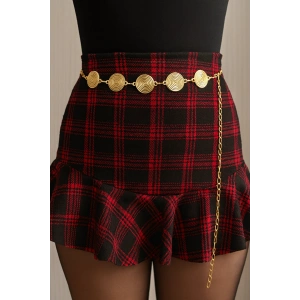 Altın Renk Yuvarlak Detaylı Zincir Kemer