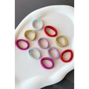 10lu Karışık Renk Simli Havlu Lastik Toka